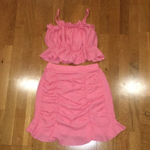 SHEIN Ruffled Pink Coord Set